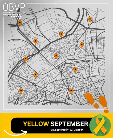 Stadtspaziergang "Mental Health & the City" 08.10.2025 Grafik zum Stadtspaziergang "Mental Health & the City" in Form eines Stadtplans